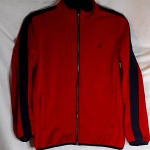 NAUTICA red & blue zip up jacket size M (10-12)